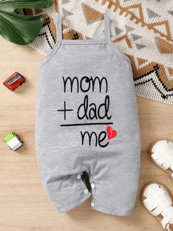 Baby Casual Cotton Letter Graphic Cami Romper - Image 4
