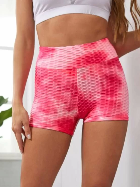Space Tie Dye Skinny Ruched Sports Shorts