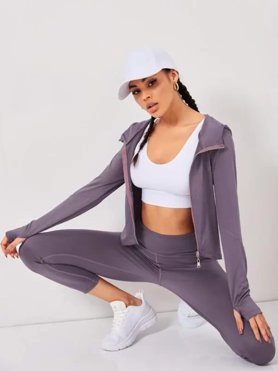 Absorbs Sweat Breathable Jacket and Sports Leggings Set