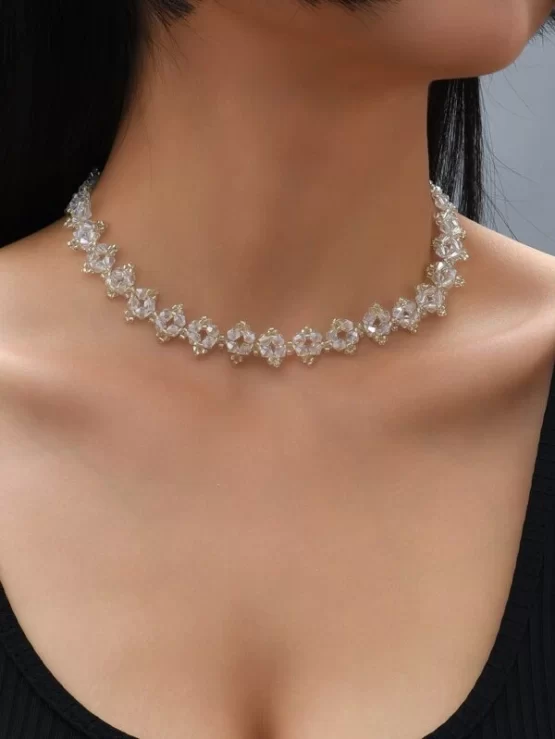 Fashionable Glass Crystal Beaded Necklace