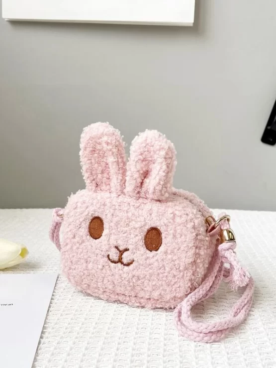 Girls Fluffy Cartoon Design Crossbody Bag