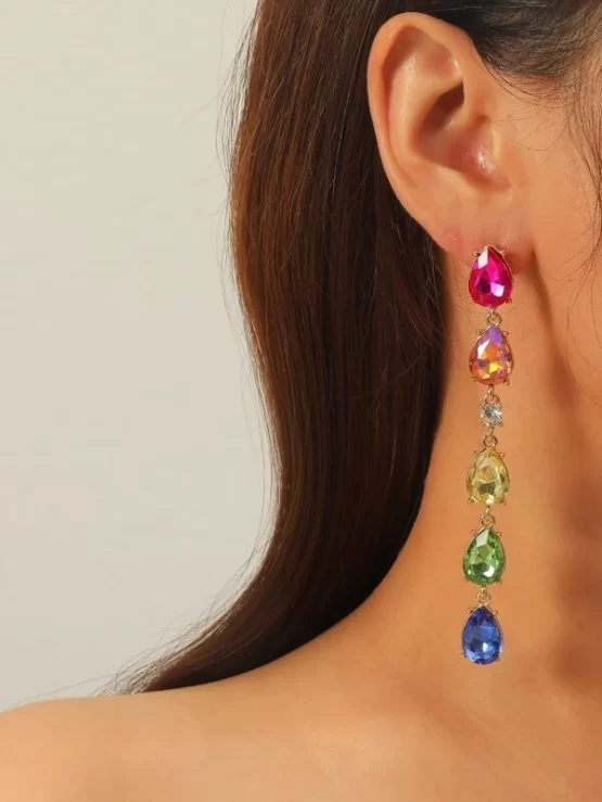 Rhinestone Glamorous Drop Decor Earrings - Image 4