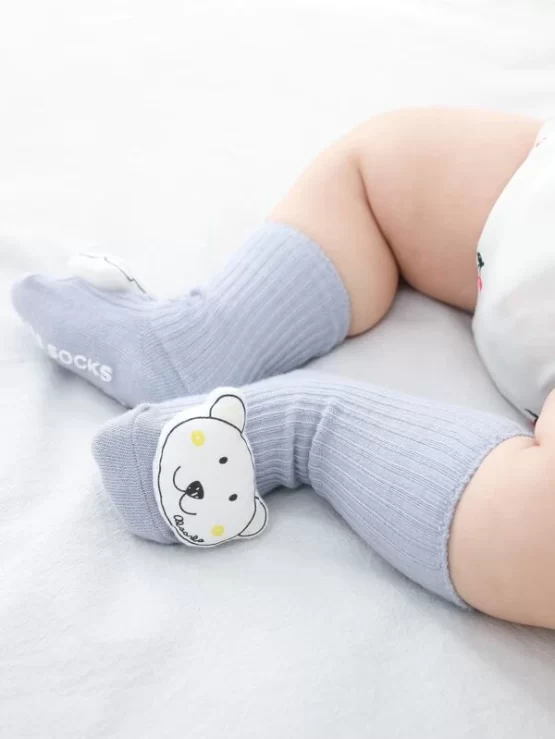 Baby Casual Cartoon Letter Bear Decor Socks
