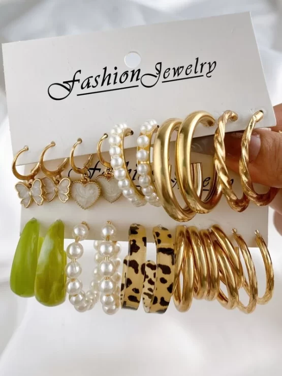 Ten pairs Fashionable Faux Pearl Decor Earrings