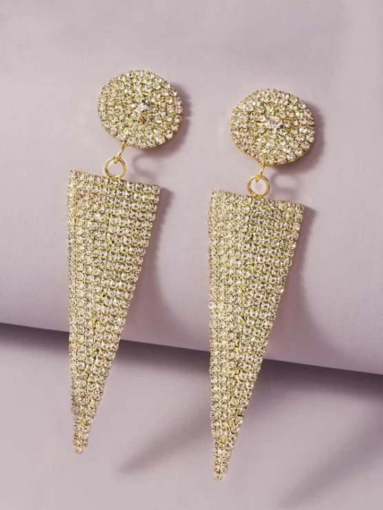 One pair Rhinestone Decor Triangle Drop Earrings - Image 2