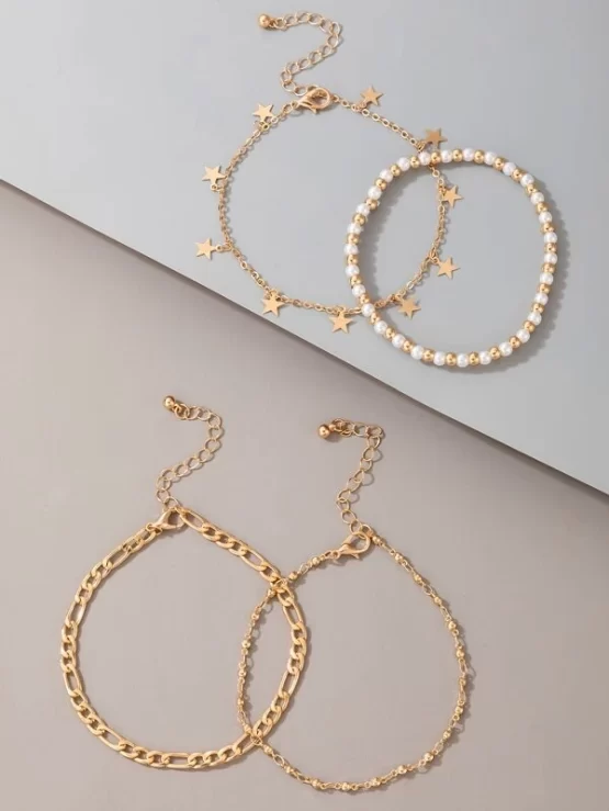 Four Pieces Fashionable Star Charm Anklet - Image 2
