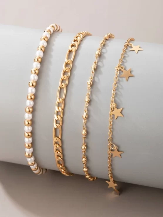 Four Pieces Fashionable Star Charm Anklet - Image 3