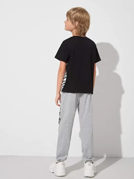 Boys Letter and Wing Tee and Sweatpants Set - Image 2