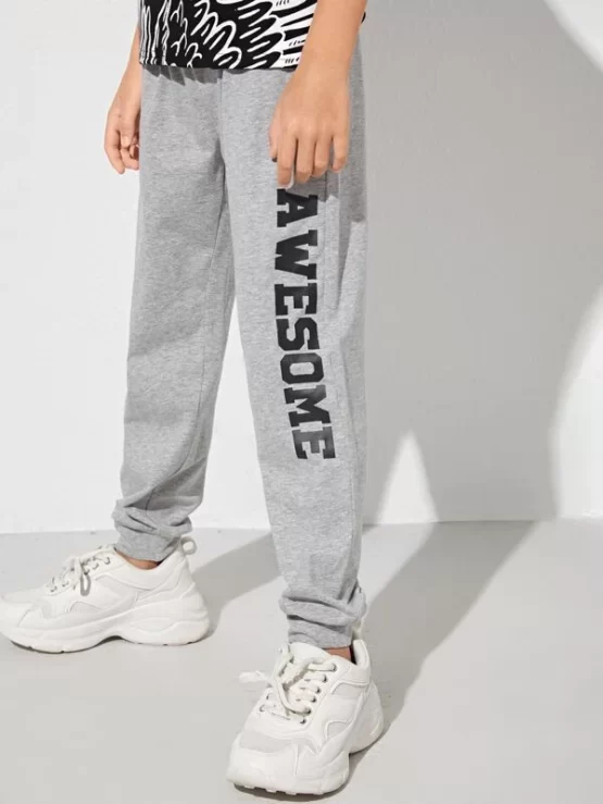 Boys Letter and Wing Tee and Sweatpants Set - Image 3