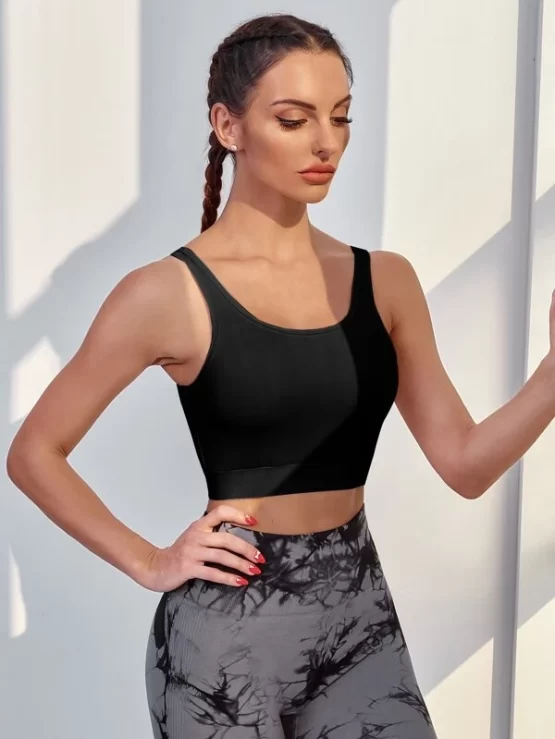 High Support Contrast Mesh Criss Cross Panel Sports Bra - Image 9