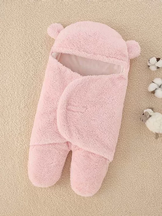 Baby Unisex 3D Ear Hooded Flannel Swaddling Blanket - Image 8