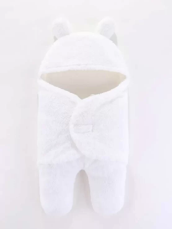 Baby Unisex 3D Ear Hooded Flannel Swaddling Blanket - Image 3
