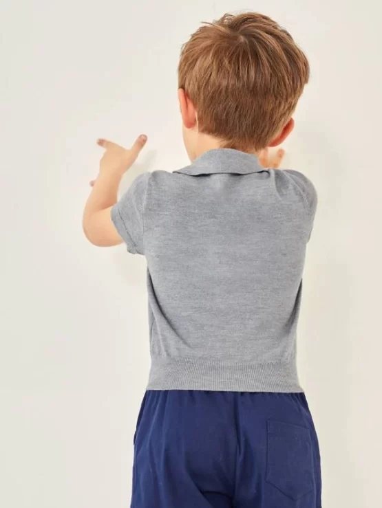Toddler Boys Polo Button Front Neck Knit Top - Image 5