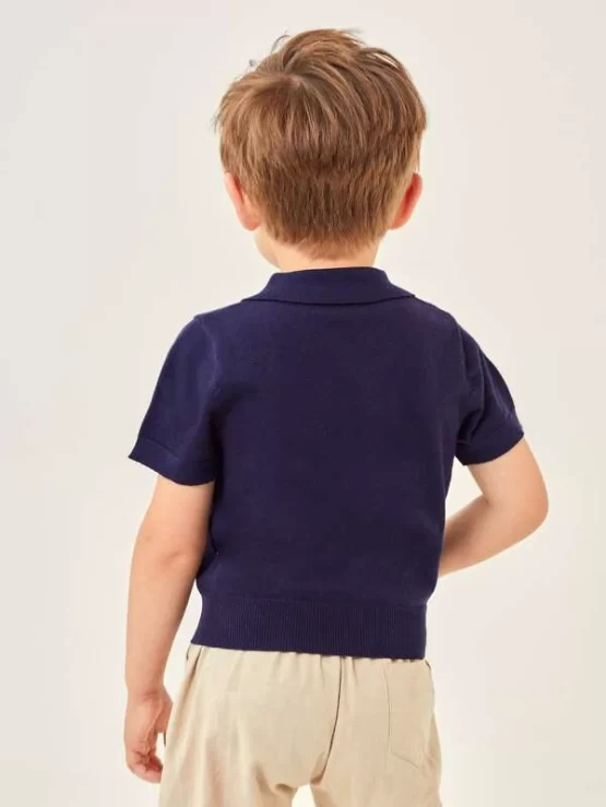 Toddler Boys Polo Button Front Neck Knit Top - Image 2