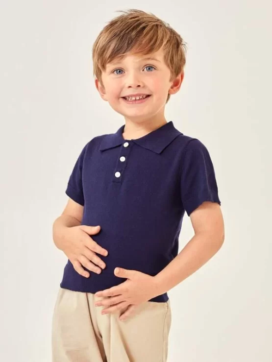 Toddler Boys Polo Button Front Neck Knit Top - Image 3