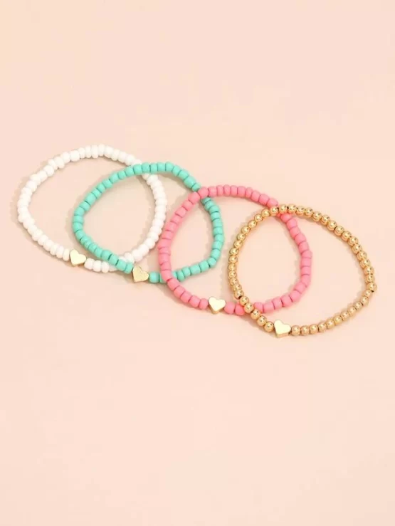 Four Pieces Fashionable Heart Beaded Bracelet - Image 2