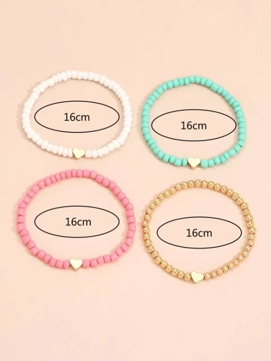 Four Pieces Fashionable Heart Beaded Bracelet - Image 3