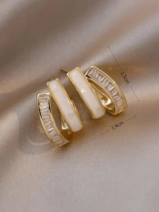 Fashionable Rhinestone Hoop Zircon Decor Earrings - Image 3