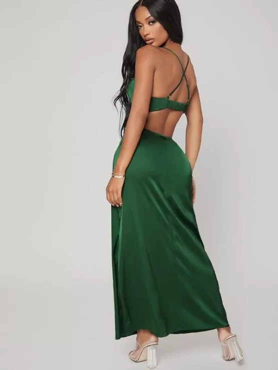 BAE Cut Out Criss Cross Backless Satin Dress - Image 2