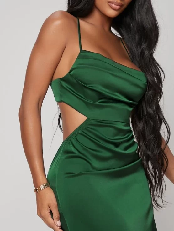 BAE Cut Out Criss Cross Backless Satin Dress - Image 3