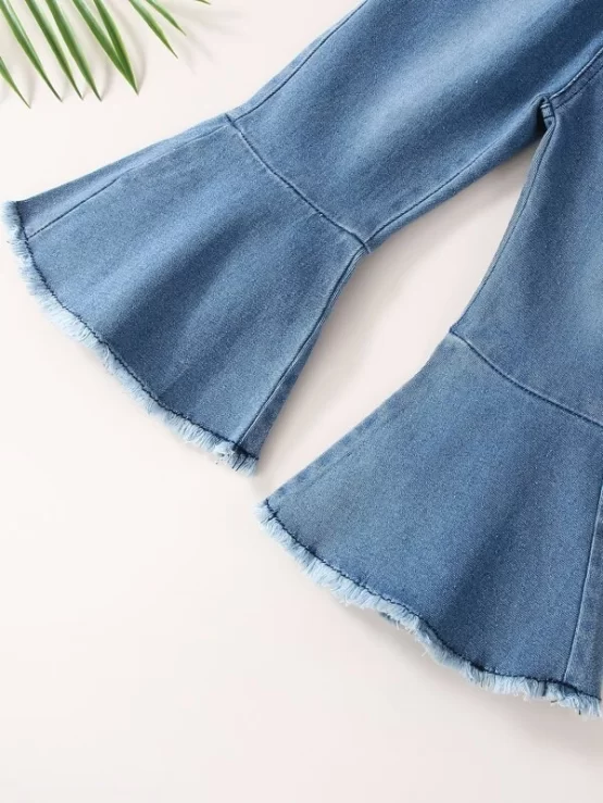 Baby Raw Trim Ruffle Hem Flare Leg Jeans - Image 3