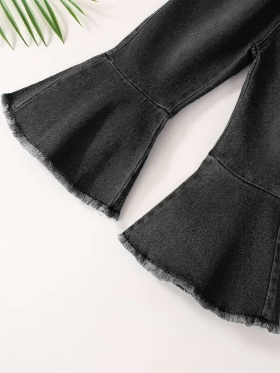 Baby Raw Trim Ruffle Hem Flare Leg Jeans - Image 7