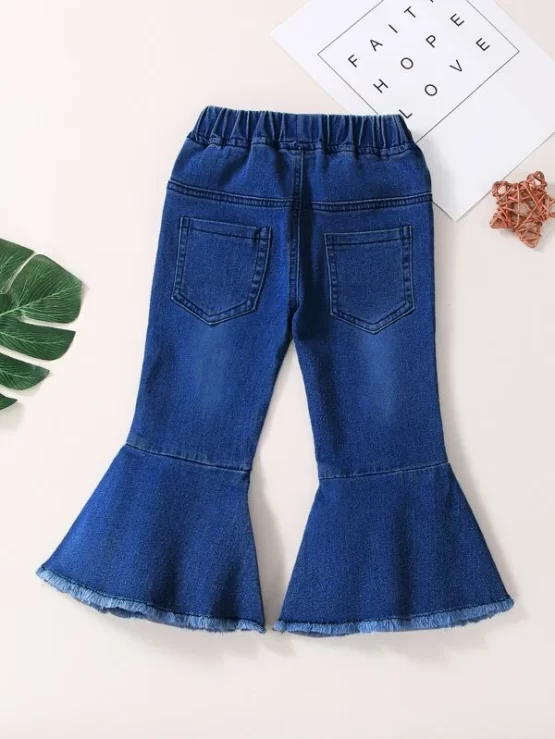 Baby Raw Trim Ruffle Hem Flare Leg Jeans - Image 5