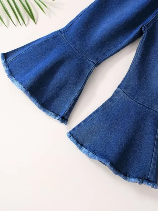 Baby Raw Trim Ruffle Hem Flare Leg Jeans - Image 4