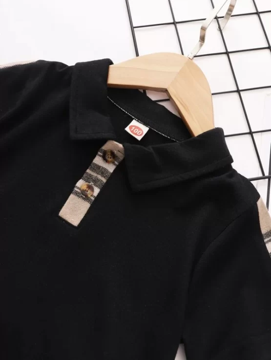 Toddler Boys Plaid Button Side Stripe Polo Shirt & Shorts - Image 2