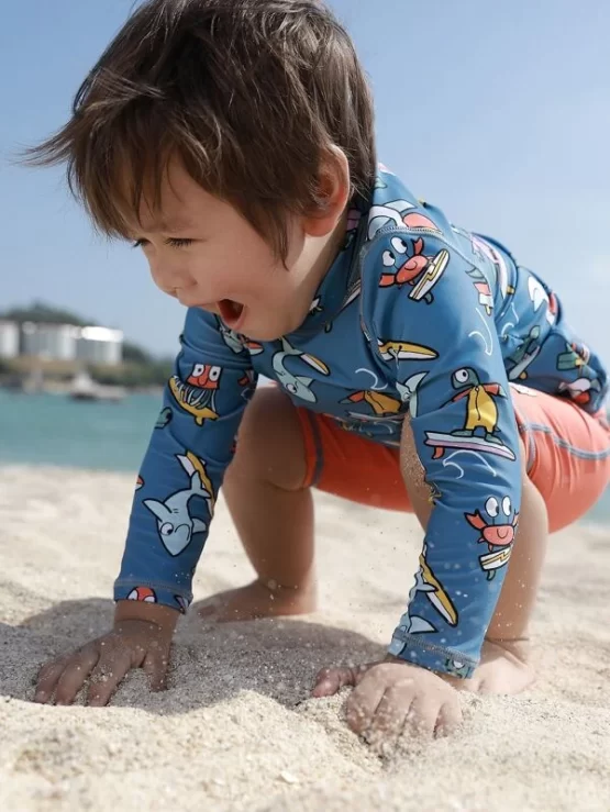 Baby Cute Zipper Cartoon Graphic Swimsuit - Image 3