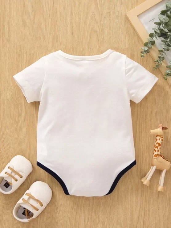 Baby Dog Print Contrast Binding Tee Bodysuit - Image 3