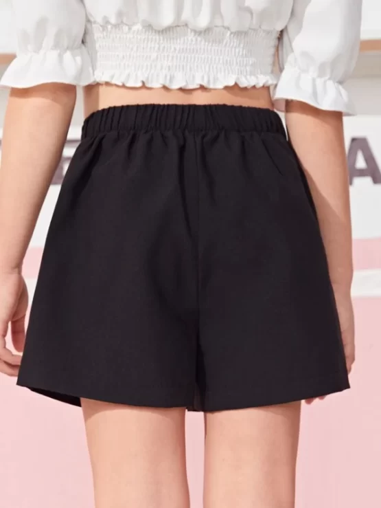 Girls Button Wide Leg High Waist Front Shorts - Image 6