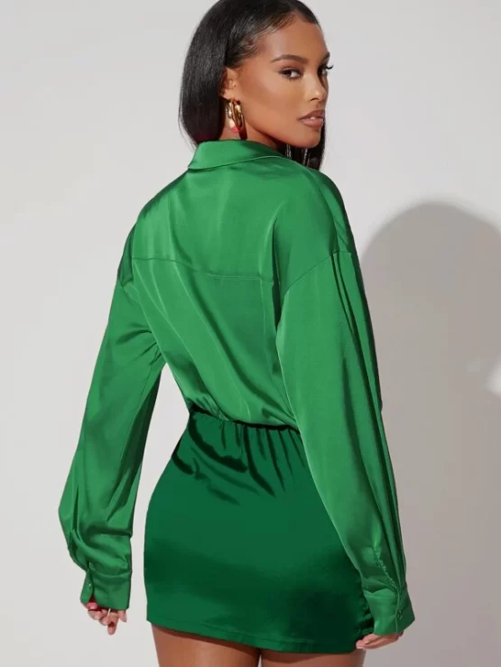 BAE Colorblock Drop Shoulder Lapel Neck Dress - Image 6
