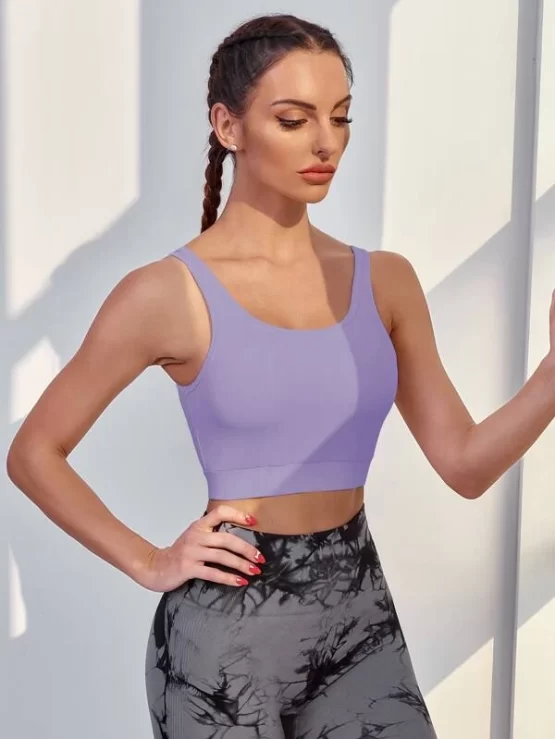 High Support Contrast Mesh Criss Cross Panel Sports Bra - Image 5