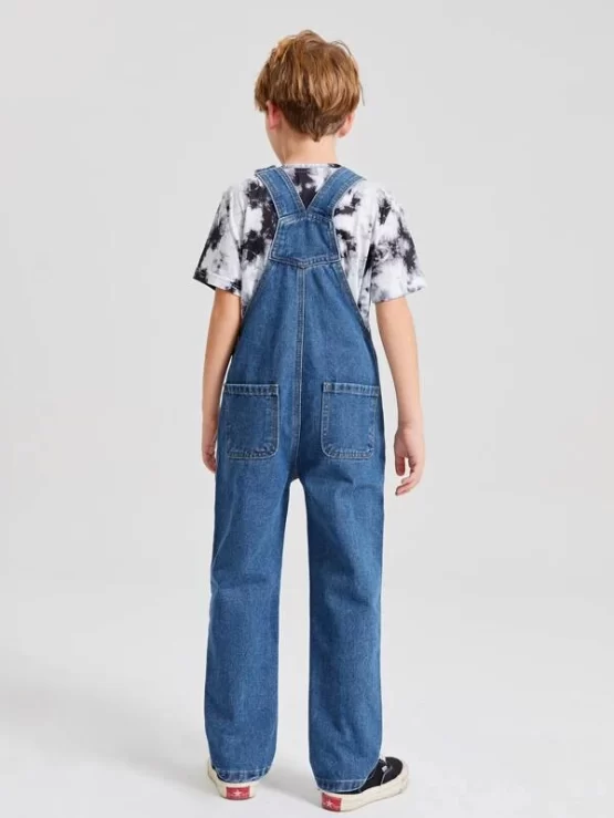 Boys Pocket Patched Denim Overall Jumpsuit - Image 2