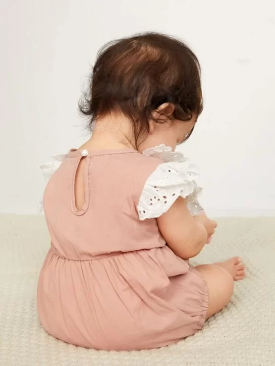Baby Eyelet Embroidery Ruffle Trim Bodysuit - Image 2