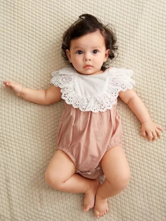 Baby Eyelet Embroidery Ruffle Trim Bodysuit - Image 3