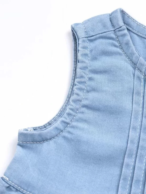 Baby Ruffle Hem Button Front Denim Dress - Image 3
