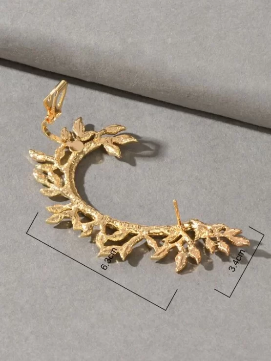 Fashionable Rhinestone & Leaf Decor Earring - Image 2