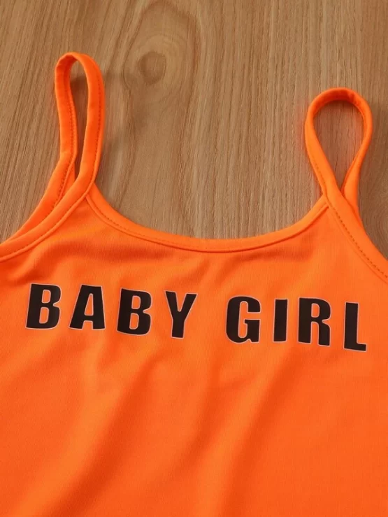 Toddler Girls Letter Sporty Graphic Cami Jumpsuit - Image 3