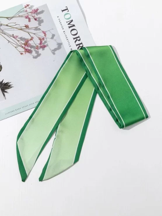 One Piece Casual Green Simple Twilly Scarf - Image 2
