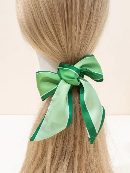 One Piece Casual Green Simple Twilly Scarf - Image 3
