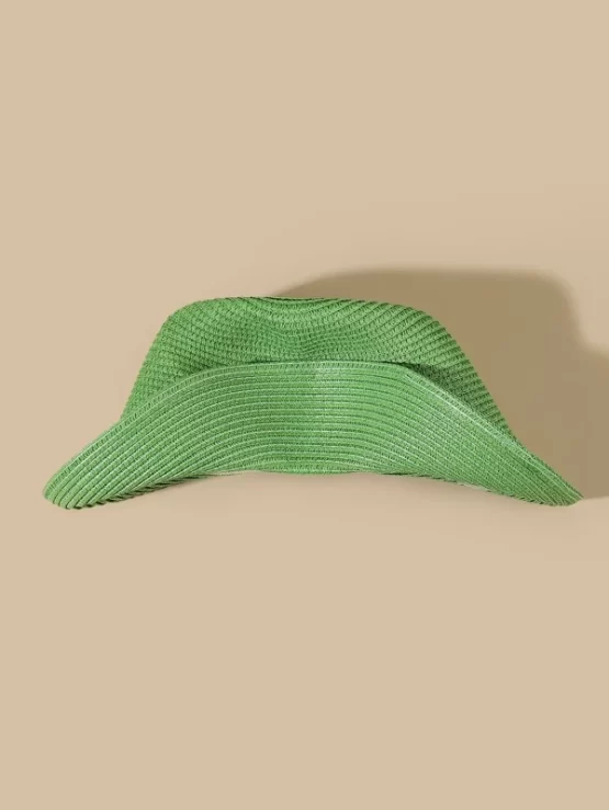 One Piece Plain Boho Solid Straw Hat - Image 3