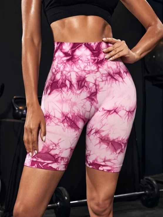 Seamless Skinny High Waist Tie Dye Sports Shorts - Image 3