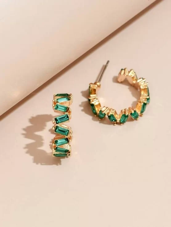 Fashionable Rhinestone Cuff Hoop Decor Earrings - Image 2
