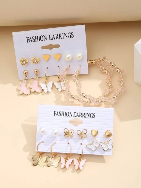 24 Pieces Butterfly Rhinestone Shaped Flower Earrings - Image 2