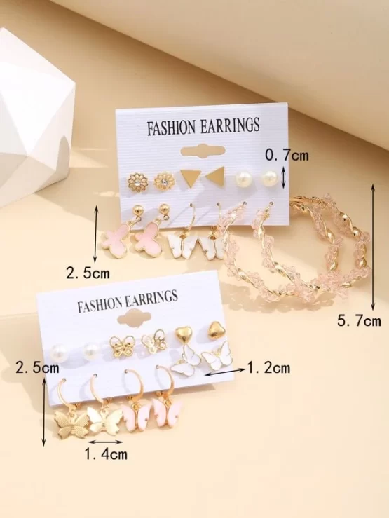 24 Pieces Butterfly Rhinestone Shaped Flower Earrings - Image 3