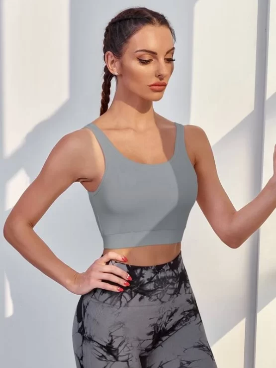 High Support Contrast Mesh Criss Cross Panel Sports Bra - Image 7
