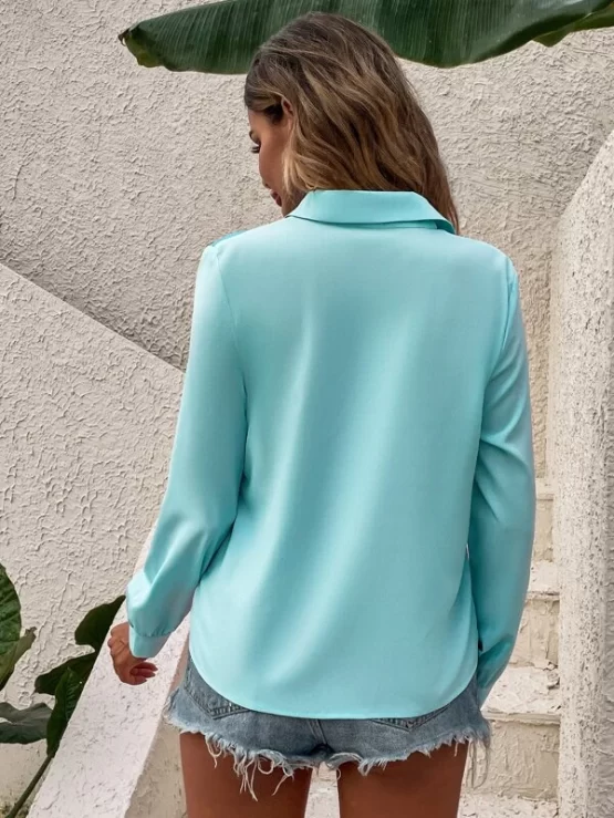 Figure Casual Collar Graphic Button Front Blouse - Image 4