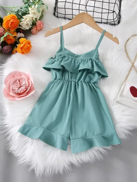 Toddler Girls Ruffle Detail Slant Pockets Cami Jumpsuit - Image 5